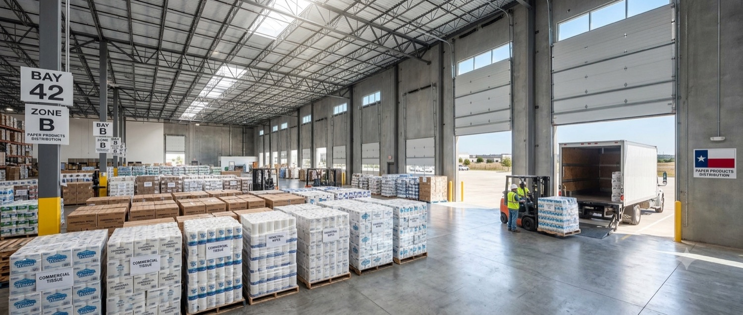 TSG Paper warehouse and distribution serving Texas